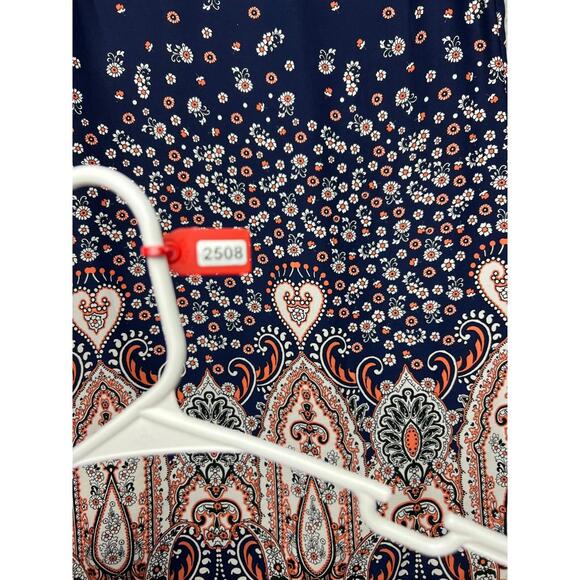 Luxology Shift Swing Dress Womens Size 4 Navy Crochet Paisley Print Bell Sleeves - Picture 11 of 12